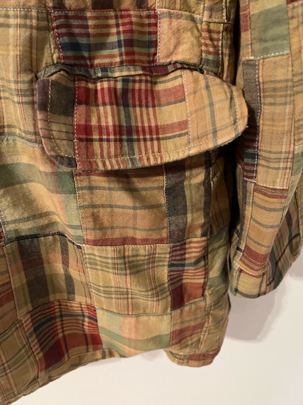 Tailor Vintage Plaid Patchwork Blazer in Beige, Green & Red - Picture 6 of 14